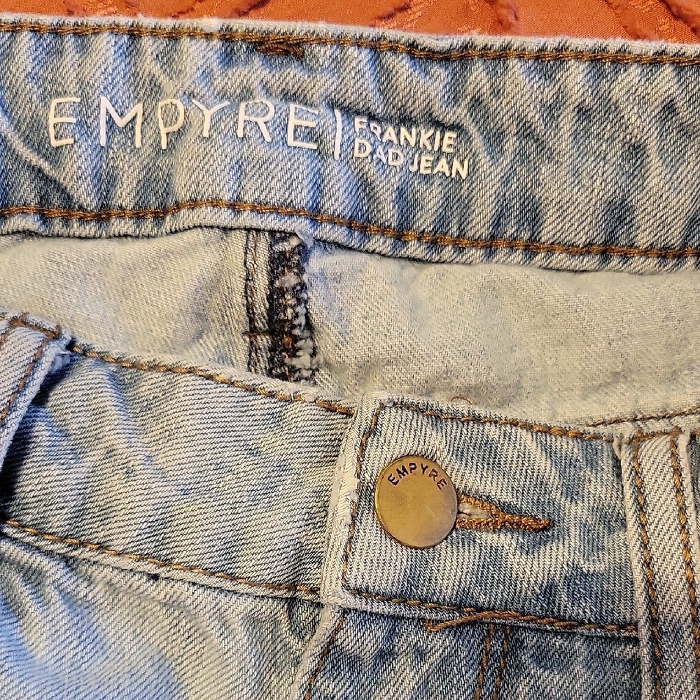 Empyre Light Blue Distressed Jeans with Red Accents - Picture 3 of 9